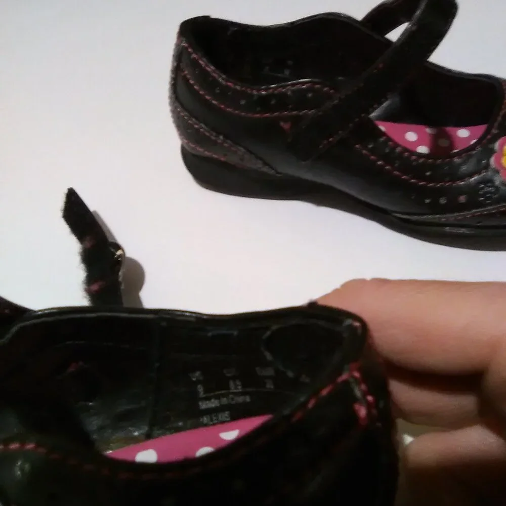 Buster Browns Girls Dress Shoe Color Black/Pink Youth Size 9 NWOT